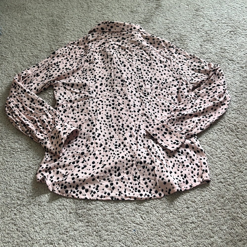 The Shirt Rochelle Behrens Viscose Pink Leopard Size Large Long Sleeve - Picture 4 of 5